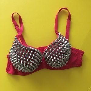 Red Spikes Bra